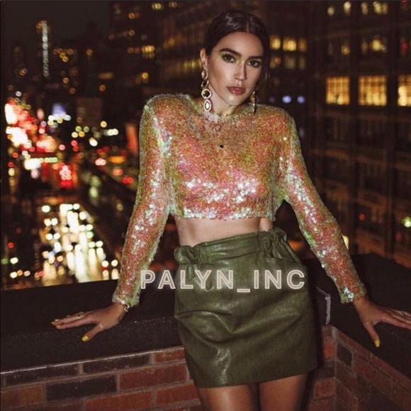 zara sequin long sleeve top